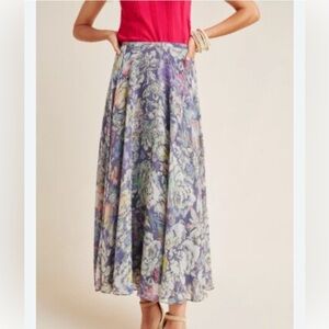 Anthropologie Multicolor Floral A-Line Skirt